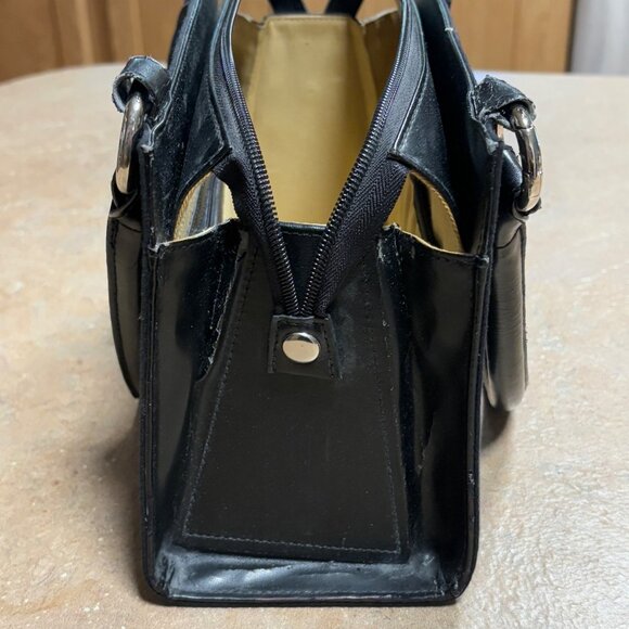 Vintage Miche Classic Base Bag Black Nylon & Leather Dual Handle Purse Zip Close - Picture 15 of 16